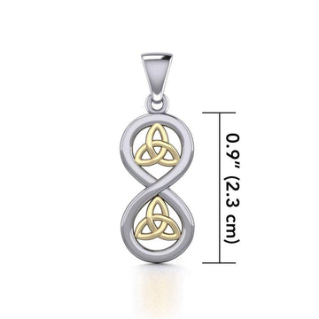 Infinity with Trinity Knot Silver and 14K Gold Plated Pendant MPD5210 - Jewelry